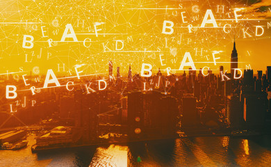 Alphabets with the Manhattan, NY skyline in sunset