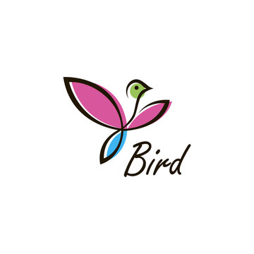 abstract flying bird icon on a white background
