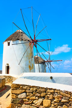 Famous windmillls of Mykonos Island