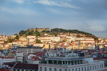 Fototapeta na wymiar lisbon panorama with castle