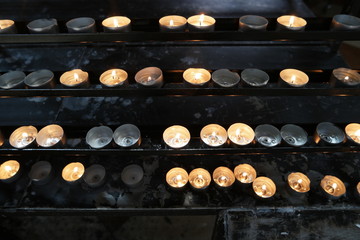 Burning candles in church. Concept of religion