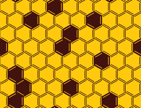Vector honeycomb seamless pattern on yellow background