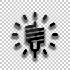 led lamp icon. Black glass icon with soft shadow on transparent background