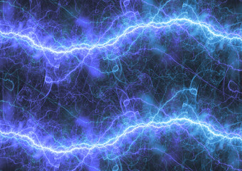 Blue lightning, abstract electrical background