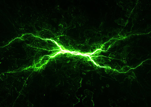 Green power, plasma and lighrning background