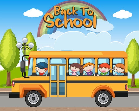 Back to School Bus and Students