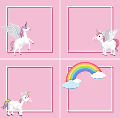 Obraz na płótnie Canvas Unicorn Template on Pink Background