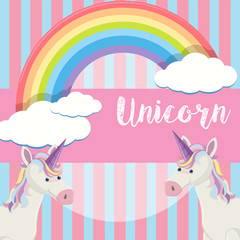 Cute Unicorn and Rainbow Background
