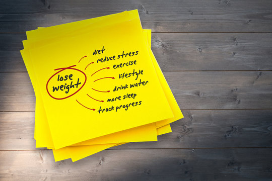 Diet plan against sticky note