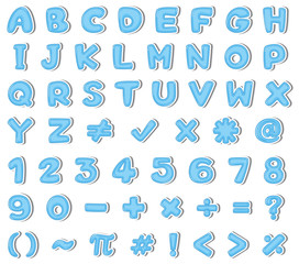 Blue English Alphabet and  Number