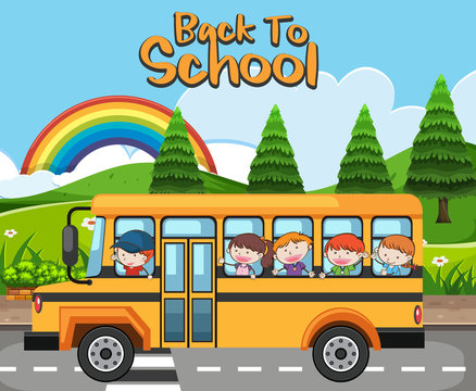 Kids in School Bus Back to School