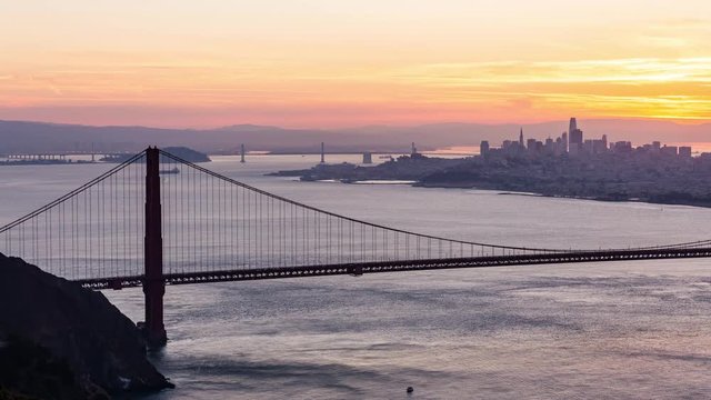 Golden Gate Bridge in San Francisco Sunrise Timelapse