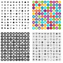 100 online shopping icons set vector in 4 variant for any web design isolated on white