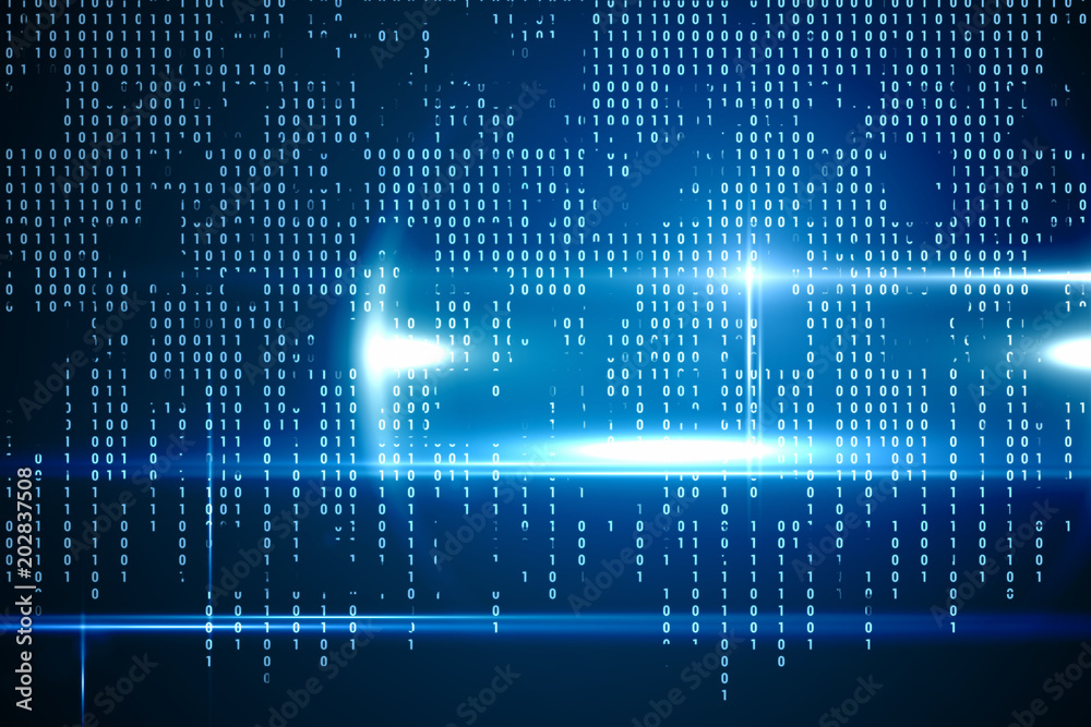 Aufkleber Blue technology interface with binary code