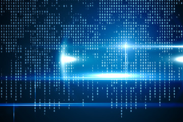 Blue technology interface with binary code