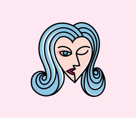 Love Face Logo, art vector design