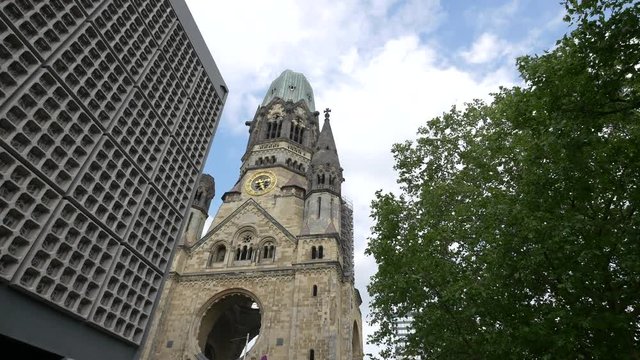 The clock tower of a church