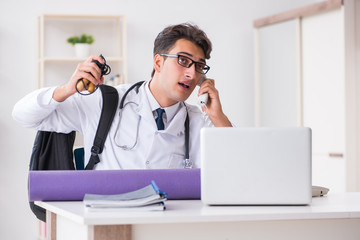 Doctor going to gym during lunch break