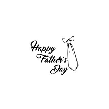 Happy fathers day card. Necktie, Tie. Happy Fathers day lettering. Dad greeting. Vector.