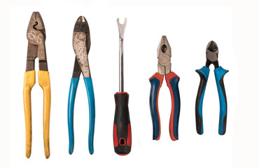 Set of tools isolated on white background.
