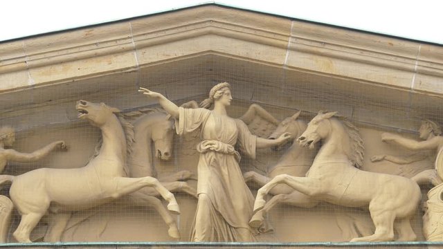 Statues on a building's pediment
