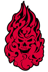 スカルと火炎のイラスト,