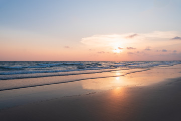 Obraz premium tropical beach in sunset time.
