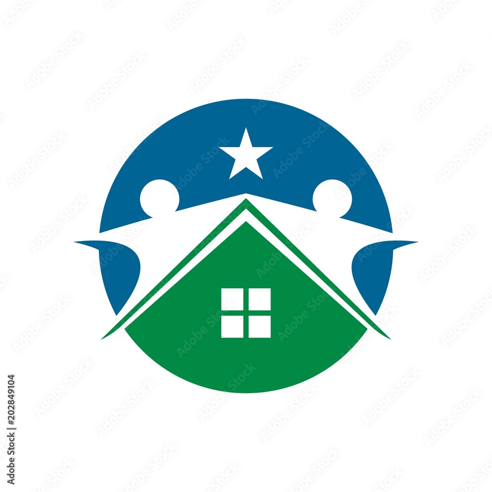 Poster home logo. house and roof icon. building symbol. vector eps 08.