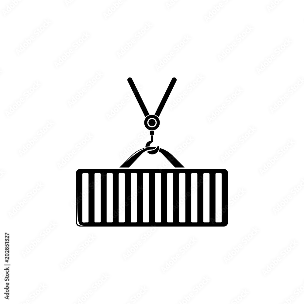 Poster container on the crane illustration. element of a logistic for mobile concept and web apps. detailed