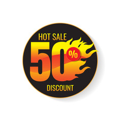 The set of hot sale 50% and tags for hot sale. banner. marketing. Business. percent. on white background. vector