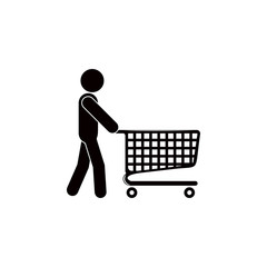 man with a shopping cart illustration. Element of shop and shopping for mobile concept and web apps. Detailed man with a shopping cart illustration can be used for web and mobile