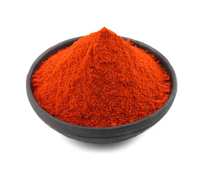 Red Chilli Pepper Powder Also Know as Mirchi, Mirchi Powder, Lal Mirchi, Mirch or Laal Mirchi isolated on White Background