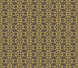 Seamless linear pattern with crossing curved lines and scrolls ornament background.
