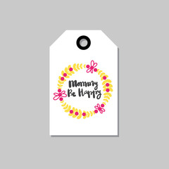 Mothers Day Holiday Card Tag Shape Isolated With Hand Drawn Lettering Vector Illustration