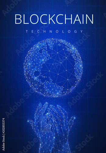 Blockchain Technology Futuristic Hud Background With Glowing