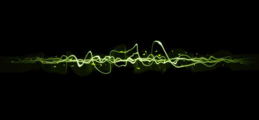Abstract green sound wave on black background