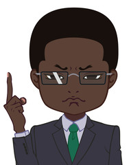 説教する眼鏡のちびキャラ　男性　タイプE