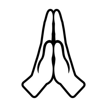 Pray or hands together in religious prayer line art vector icon for apps and websites