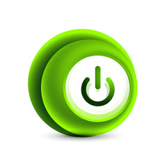 Glass transparent effect power start button, on off icon, vector UI or app symbol design