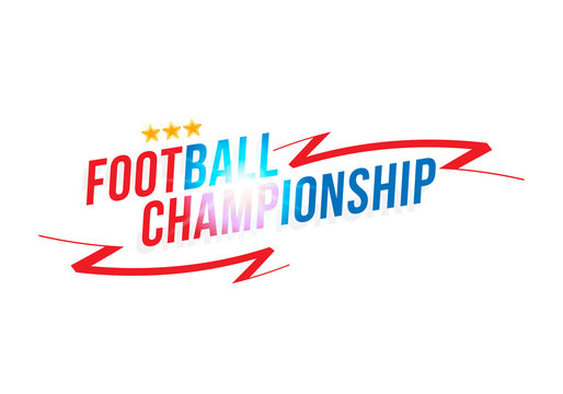 Football championship. Banner template horizontal format with a Font inscription with a bright light effect