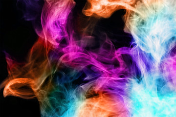 colorful smoke background on black background