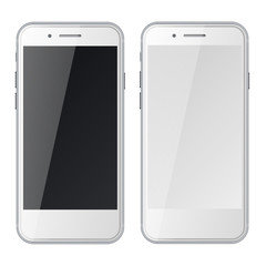 Smart phones with black and blank screens isolated on white background. - 202861182