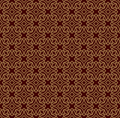 Seamless linear pattern with crossing curved lines and scrolls ornament background.