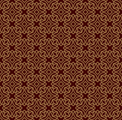Fototapeta premium Seamless linear pattern with crossing curved lines and scrolls ornament background.