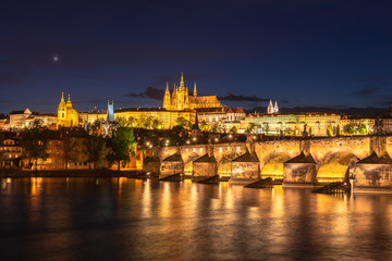 Prague, Bohemia, Czech Republic. Hradcany is the Praha Castle with churches, chapels, halls and towers from every period of its history