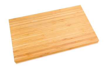 Bamboo cutting board on a white background