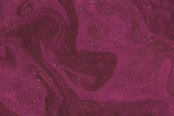 Obraz premium Suminagashi marble texture hand painted with pink ink. Digital paper 194 performed in traditional japanese suminagashi floating ink technique. Interesting liquid abstract background.