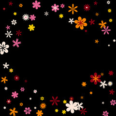 Obraz na płótnie Canvas Cute Floral Pattern with Simple Small Flowers for Greeting Card or Poster. Naive Daisy Flowers in Primitive Style. Vector Background for Spring or Summer Design.