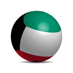 Kuwait flag on a 3d ball with shadow