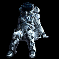 Astronaut in darkness. Mixed media